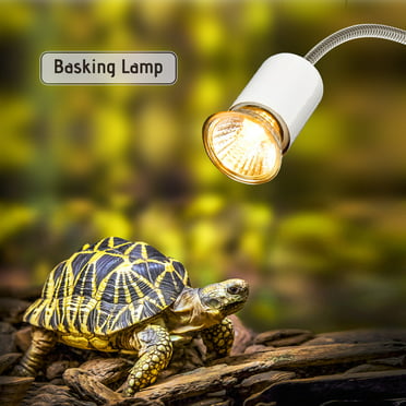 Reptile Heat Lamp Black E27, 110V AngleKai Adjustable Turtle Heating Light for Lizard Reptile Included 2 UVA UVB Bulb Baking Lamp